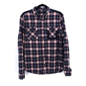 All Saints Shirt Men Medium‎ M Plaid Corduroy Accent Cotton Button Down Flannel